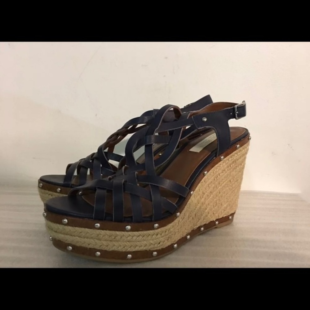 Ralph Lauren sandals wedge navy 8